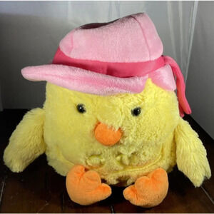 Animal Adventure Plush Yellow Chick Stuffed Animal Toy Pink Hat Orange Feet 2018